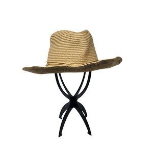 Anthropologies Wide-Brimmed Natural Straw Coastal Cowgirl Sun Hat Cowboy Tan Bow